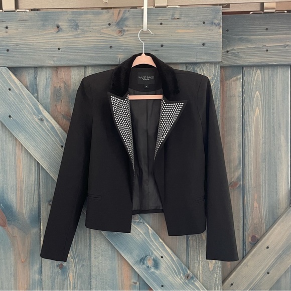 Walter Baker Black Hunter Rhinestone Suit Jacket Blazer Size Small - Picture 1 of 8
